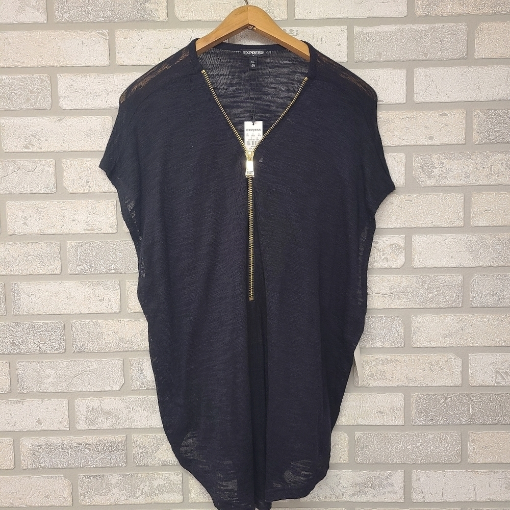 Express Black Zippered Top Size M/L